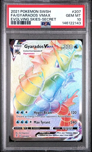 PSA 10 Gyarados Vmax 207/203 Evolving Skies SECRET