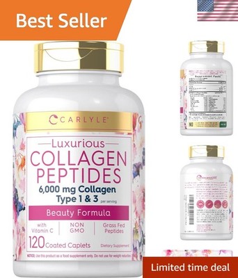Gorgeous Collagen Peptides with Vitamin C | 6000mg | 120 Gluten Free Caplets