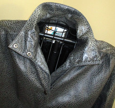 Vintage A-Wear Black Gray Textured Snake Leather Jacket Size Large Car Coat EUC