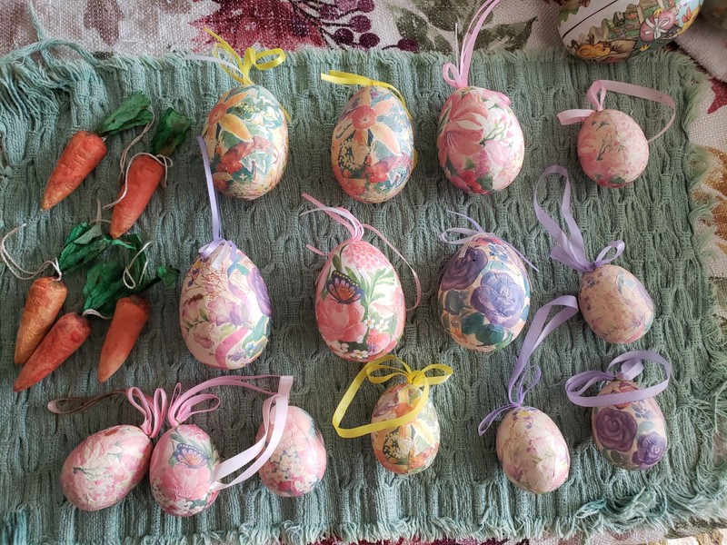 Easter Paper Mache Ornaments (19).  Great Condition. Hand Painted. 