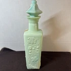 Jim Beam Jade/ Jadeite Milk Glass Liquor Bottle With Stopper 1972 Vintage