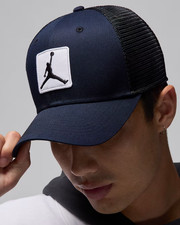 Nike Jordan Rise Cap Structured Jumpman Trucker Hat Black Size L/XL FZ0774-010