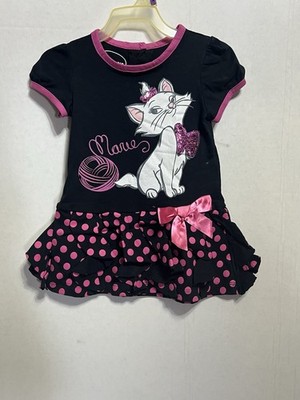 NWT Disney Aristocats Marie Black & Pink  Dress w/ Sequin Accents 18 Months