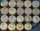 UNDER MELT Lot Of 19 Silver Half Dollars Mixed Lot - 16x 90%, 3x 40%