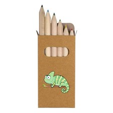 6 x 'Funny Cartoon Chameleon' Short Colour Pencils PE00088218