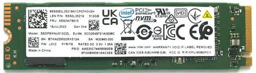 Intel 512GB M.2 2280 PCIe Gen3x4 NVMe SSD SSDPEKNU512GZL LEN P/N: SSS0L25219