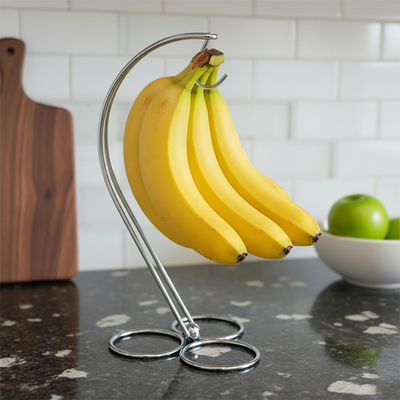 BNYD Banana Holder Stand for Kitchen Counter, Chrome Banana Hanger