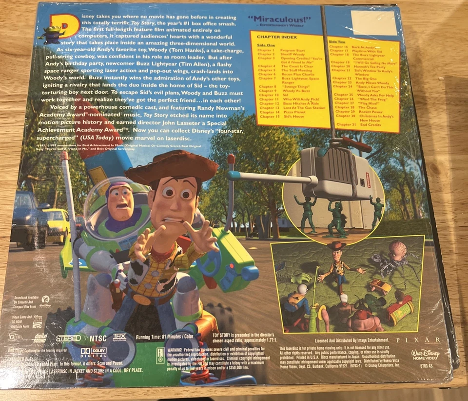 Toy Story Laserdisc Sealed Letterbox Edition Disney THX Dolby Digital No UPC - Image 4 of 4