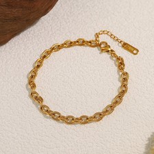 Gold Plated Stainless Steel Bracelet Punk Hip Hop Waterproof Jewelry