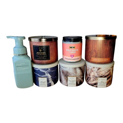 BBW 7PC Midnight Cocktails/Palo Santo Sage/Cozy Sunday Night Candle/Soap Set NEW