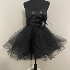 SPEECHLESS Juniors Sz 9 Sequin Feather Organza Tutu Strapless Mini Dress HOCO