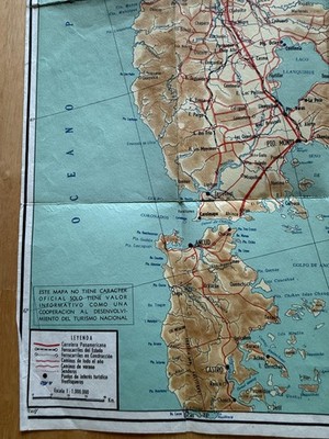 Vintage Chile Southern Lake District Tourist Road Map Folded Brochure Chile