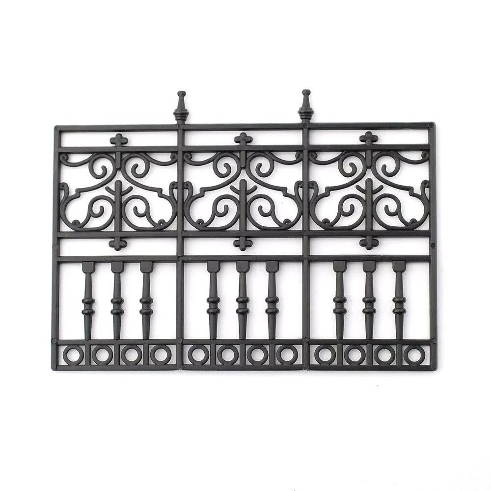 Dolls House Fencing Black 3 Panel Plastic Fence Garden Miniature 1:12th Scale