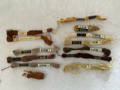 10+ skeins embroidery floss browns dmc star