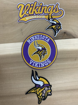 #ad Lot Set Of 3 Embroidered Minnesota Vikings Iron On Patches 2.5” 3” $7.99