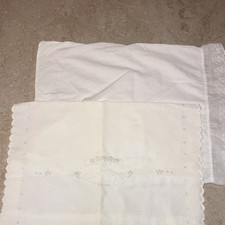 Vintage White Cotton Floral Embroidered Crib ...