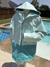 Cat  Jack Jersey Lined Hooded Floral Raincoat Jacket XL 14