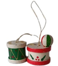 Christmas Ornaments Drum Musical Set of 2