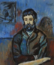 Fine unique Blue period painting – Portrait of a man, signed Pablo Picasso w COA