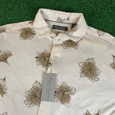 Daniel Cremieux Floral Button Up Shirt Short Sleeve Linen Blend Mens Large NWT