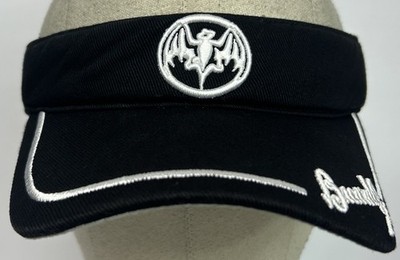 Bacardi Bat Logo Visor Hat Cap Adjustable Black White