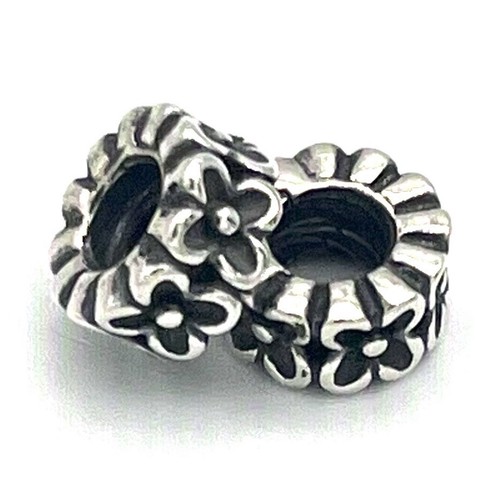 Pandora Sterling Silver S 925 Flower Spacer Beads Silver, Oxidized-  Set of 2