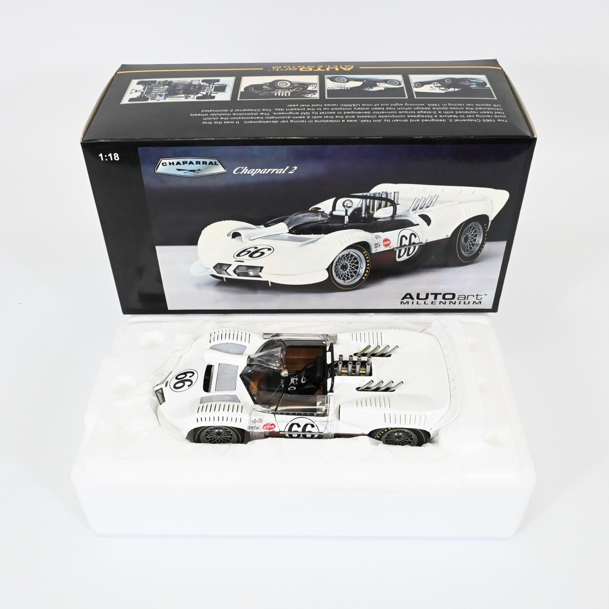 AUTOart Millennium 1/18 Chaparral White #66 Diecast Model Car