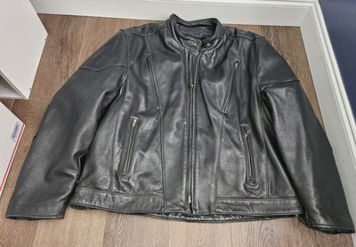 VTG Walter Dyer Leather Jacket Motorcycle Quilted Heavy Black Biker 52 USA Liner