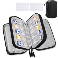 Lacdo USB Flash Drive Case with Labels, Organizer Thumb Black