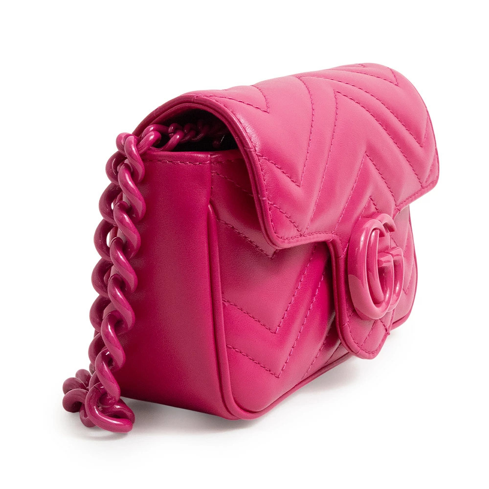 GUCCI GG Marmont Chain Belt Waist 699757 Shoulder Bag Leather Pink #BCB1334 image 5