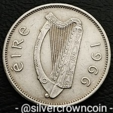 Ireland 🇮🇪 Eire 6 Pence 1966. KM#13a. Lucky Sixpence 6d coin. Wolfhound. Dog. 