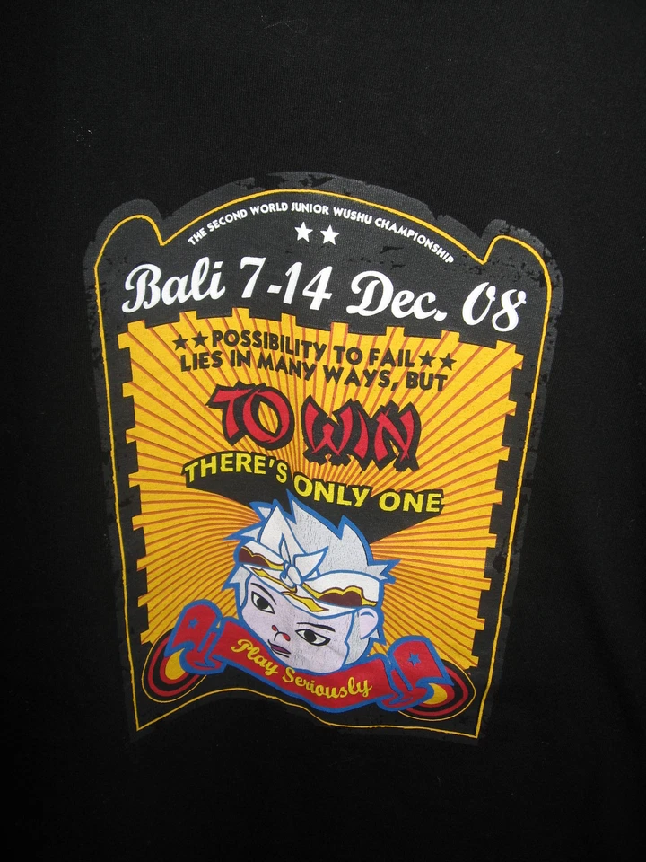 Camiseta Wushu Campeonato Mundial Junior de Artes Marciales Chinas 2008 Bali XL/Mediana Foto 2 de 4