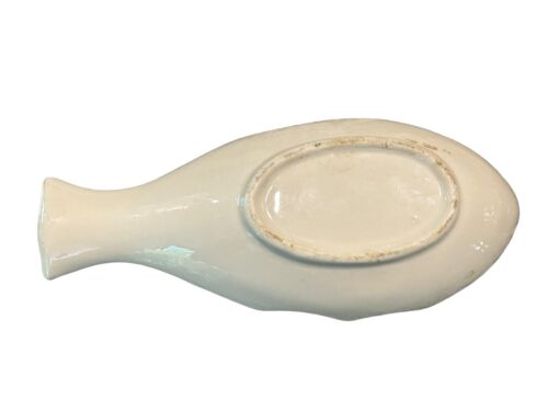 Glazed Ceramic Fish Shaped Graphic Appetizer/Condiment Sushi Bowl Kitsch Dish - Picture 2 of 8