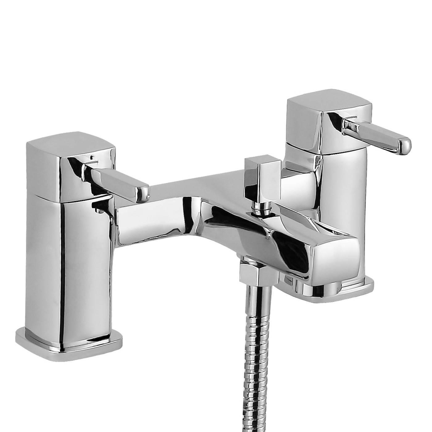 Bath Shower Mixer Tap With 3 Way Square Rigid Riser Shower Mixer Kit