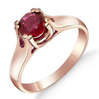 14K. MASSIVER GOLD SOLITÄR RING MIT NATÜRLICHEM RUBIN