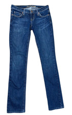 Vintage American Eagle Jeans Women 0 Distressed Dark Wash Straight 77 Y2K