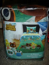NEW Horizons Animal Crossing 2 pc reversible comforter set twin/full pillow sham