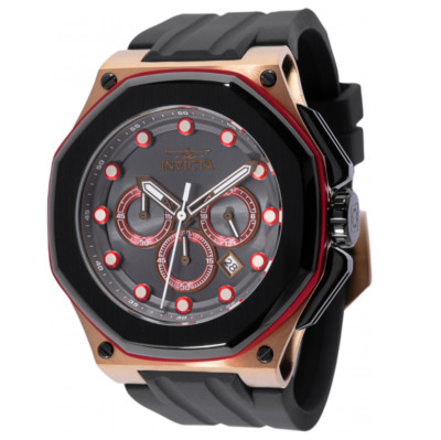 Invicta Akula Men's 50mm Charcoal Dial Rose Gold Silicone Chrono Watch 46150