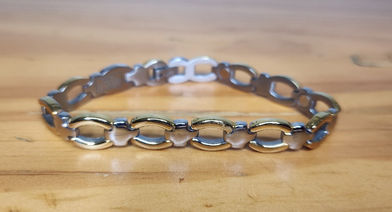 Walgreens Medical ID Diabetes 8" Bracelet Stainless Steel Silver & Gold