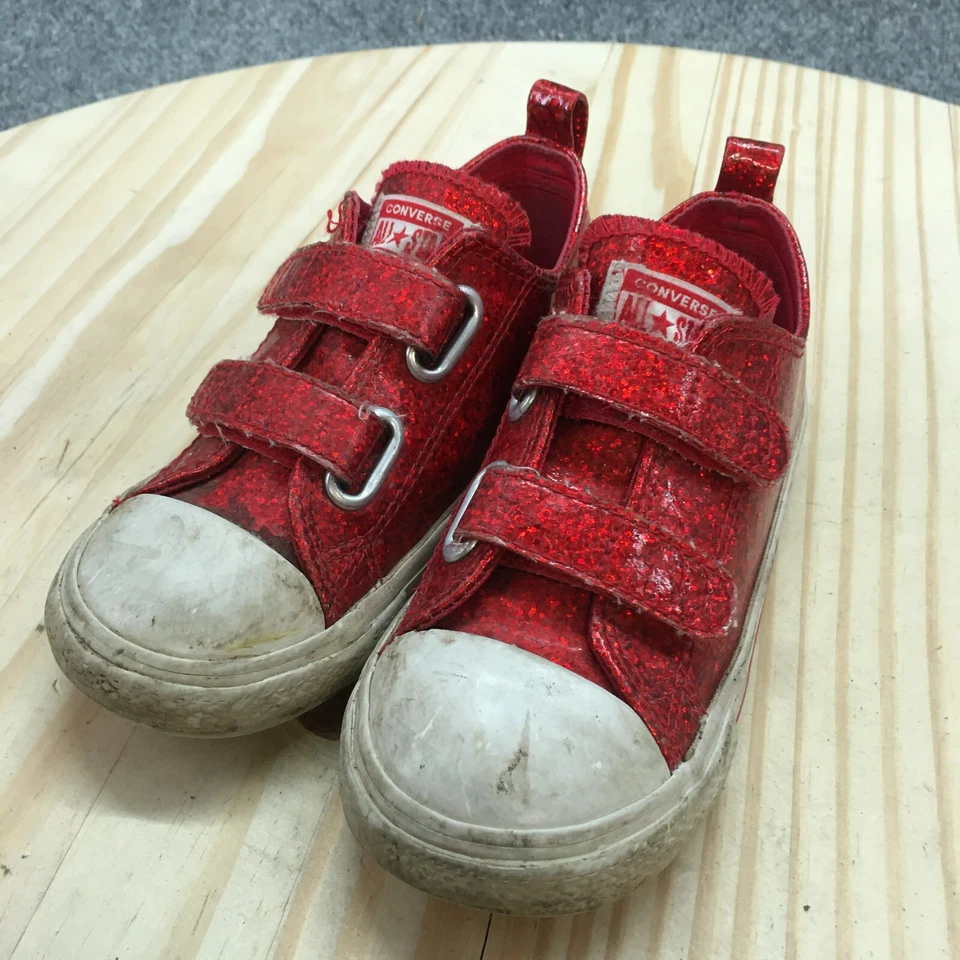 Converse Shoes Toddler 10 Chuck Taylor All Star Sneakers Red Glitter 762345C - Image 3 of 4