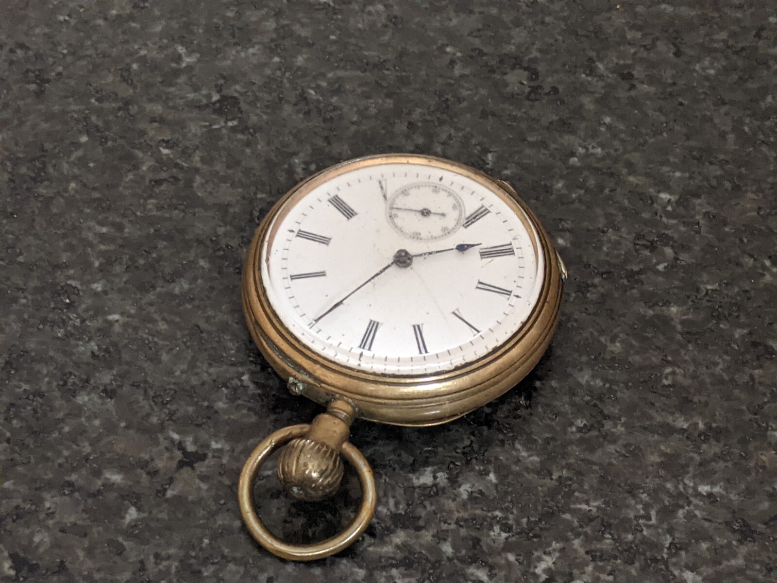 Antique Brass Cased Pocket Watch Enamel Dial Spares Or Repair eBay