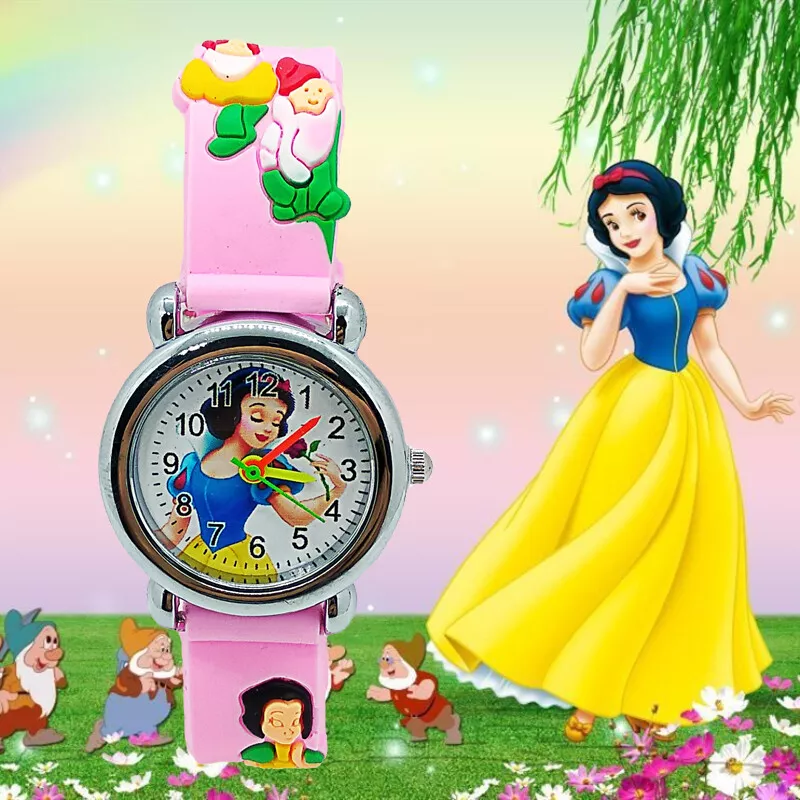 Orologio Bambina Al Quarzo Biancaneve in Gomma 7 Nani Alta Qualità Rosa  Scuro