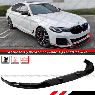 For 21-23 BMW G30 530i 540i M550i M Sport LCI FD Style Glossy Black Lip Splitter