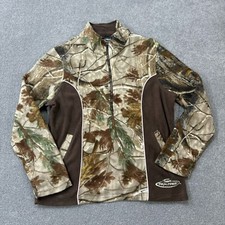 Realtree Jacket Womens Medium Brown Fleece Camo Hunting Usa 90s Outdoors Lady