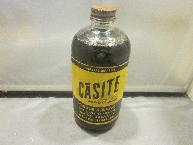 Vintage Original Casite Sludge Solvent 1 Pint Paper Label Glass Bottle FULL