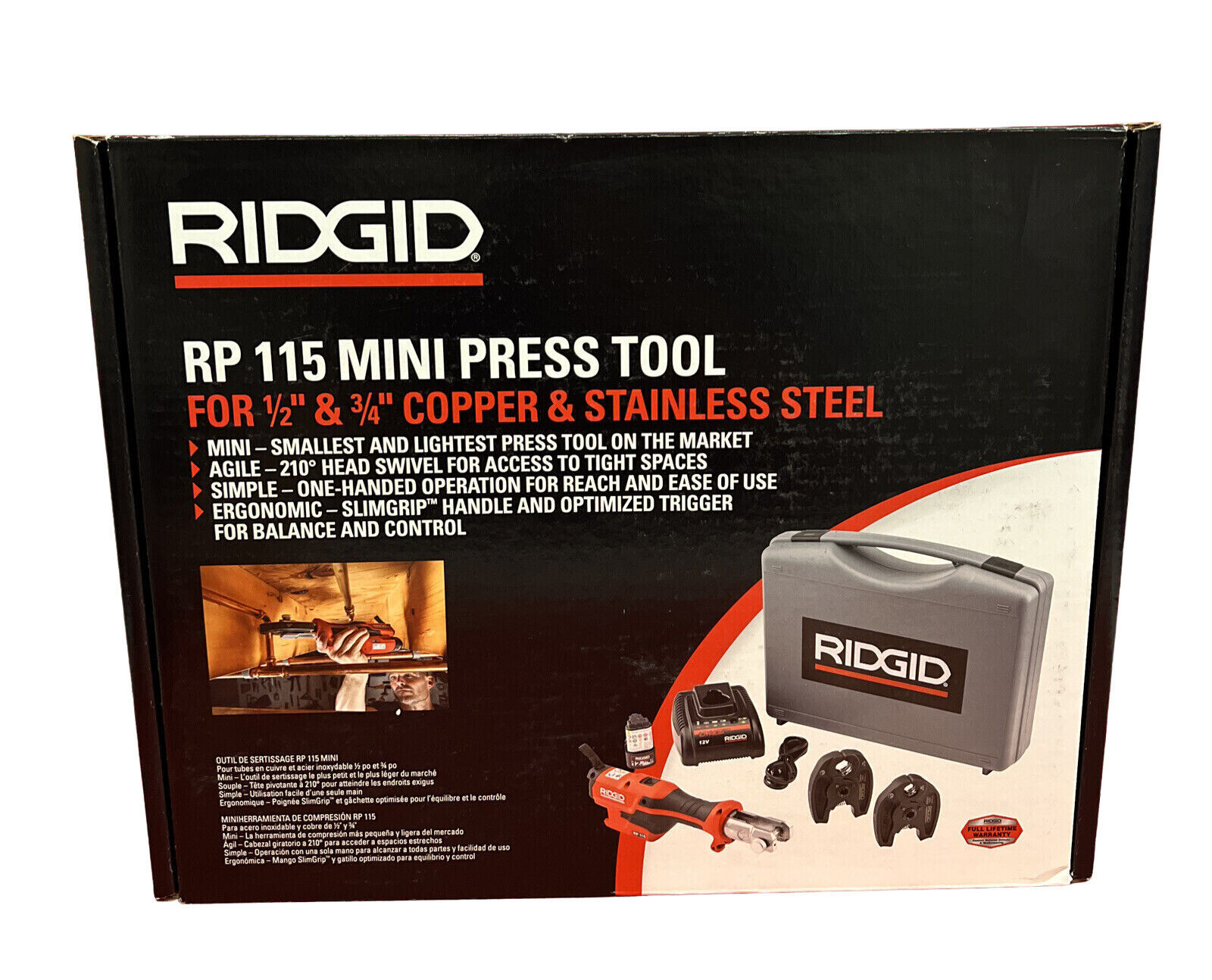 Ridgid RP 115 Mini Press Tool Battery Kit with Propress Jaws 1/2in