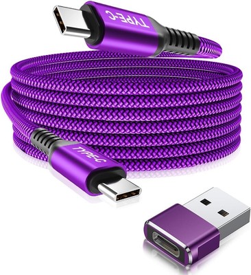usb c to type c 100 w cable 3 m with usb adapter, car usbc fast charging cabl...