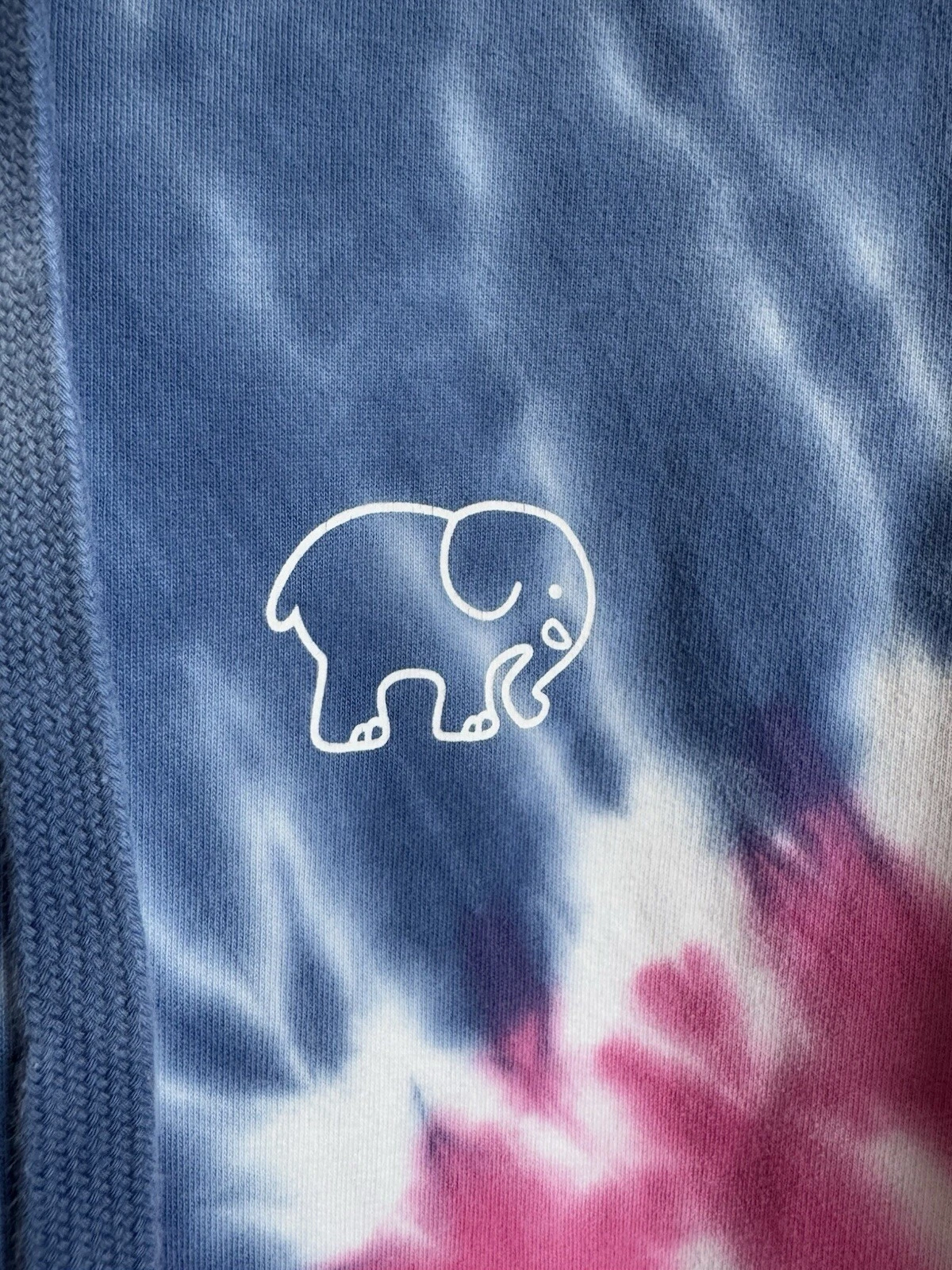 OFF WHITE Felpa con cappuccio avorio Ella tie dye blu bianco e rosa taglia small