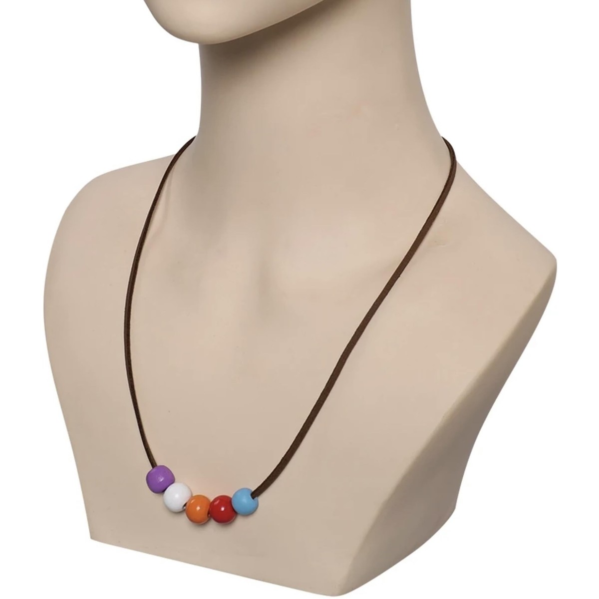 PRINCESS CUTENESS STORE Collana Fan Percy Jackson: Ciondolo Olimpionico Con Cordino In Pelle Marrone E Perline In Legno Colorate