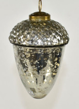 Mercury Glass Acorn Christmas Tree Ornament Vintage Kugel Style Silver Gold 5"